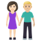 Woman and Man Holding Hands- Light Skin Tone- Medium-Light Skin Tone emoji on Emojione